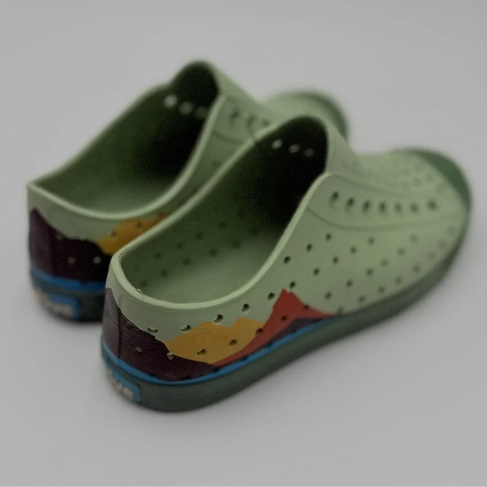 Native Youth Jefferson Slip On Shoes J1 Sage Green Mountain Perforated Kids